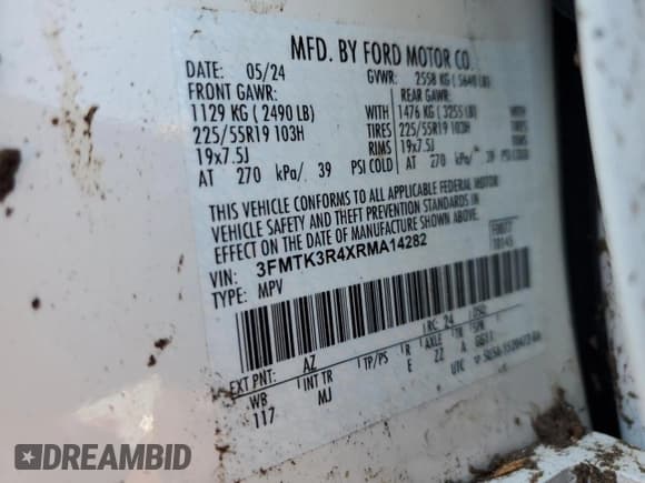 ✅ 2024 Ford Mustang Mach-E Premium • VIN: 3FMTK3R4XRMA14282 • Лот: 81177275. Опубликован ранее на Copart с пробегом 11 575 миль. Бесплатный доступ к архиву аукционных продаж из США и подробный отчёт об истории автомобиля на DreamBid. Изображение 13.