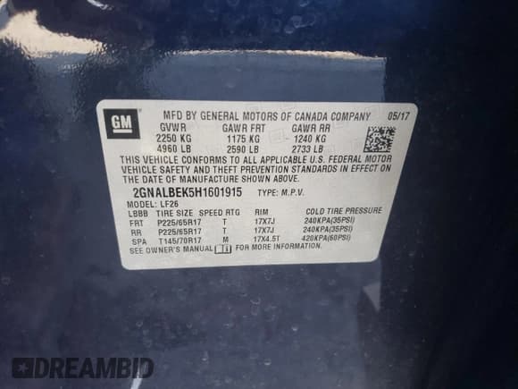 ✅ 2017 Chevrolet Equinox LS • VIN: 2GNALBEK5H1601915 • Лот: 84781985. Опубликован ранее на Copart с пробегом 98 553 миль. Бесплатный доступ к архиву аукционных продаж из США и подробный отчёт об истории автомобиля на DreamBid. Изображение 14.