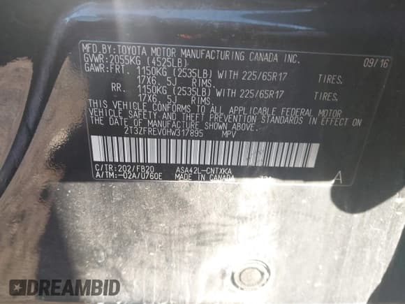 ✅ 2017 Toyota RAV4 LE • VIN: 2T3ZFREV0HW317895 • Lot: 43562040. Wystawiony na IAAI z przebiegiem 86 715 mil. Bezpłatny archiwum sprzedaży aukcyjnych z USA i szczegółowy raport historii pojazdu na DreamBid. Zdjęcie 9.