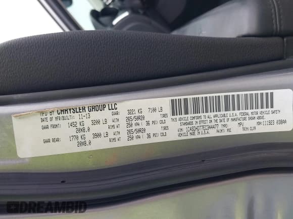 ✅ 2014 Dodge Durango Limited • VIN: 1C4SDHDT7EC344477 • Lot: 42354498. Listed on IAAI with 174,806 mi. Free auction sales archive from the USA and detailed vehicle history report at DreamBid. Image 9.