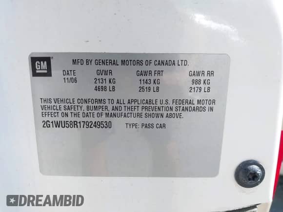 2007 Chevrolet Impala LTZ z VIN 2G1WU58R179249530, wystawiony jako IAAI lot #43093607 z przebiegiem 157 076 mil mil oraz . Historia ofert i sprzedaży dostępna na DreamBid. Obrazek 9.