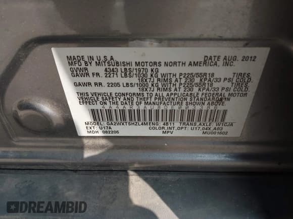 ✅ 2013 Mitsubishi Outlander ES • VIN: 4A4AR3AU8DE003386 • Лот: 42883154. Опубликован ранее на IAAI с пробегом 159 419 миль. Бесплатный доступ к архиву аукционных продаж из США и подробный отчёт об истории автомобиля на DreamBid. Изображение 9.