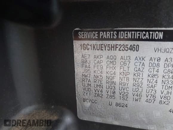 ✅ 2017 Chevrolet Silverado 2500HD Work Truck • VIN: 1GC1KUEY5HF235460 • Lot: 42482697. Listed on IAAI with Not provided. Free auction sales archive from the USA and detailed vehicle history report at DreamBid. Image 9.