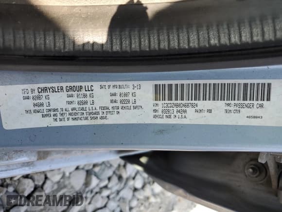 ✅ 2013 Dodge Avenger SE • VIN: 1C3CDZAB0DN687824 • Лот: 72419164. Опубликован ранее на Copart с пробегом 168 075 миль. Бесплатный доступ к архиву аукционных продаж из США и подробный отчёт об истории автомобиля на DreamBid. Изображение 15.