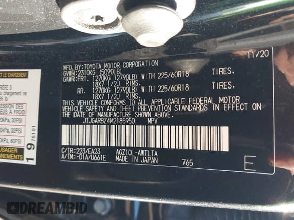 ✅ 2021 Lexus NX 300 • VIN: JTJGARBZ4M2185950 • Lot: 43683181. Wystawiony na IAAI z przebiegiem 122 718 mil. Bezpłatny archiwum sprzedaży aukcyjnych z USA i szczegółowy raport historii pojazdu na DreamBid. Zdjęcie 9.