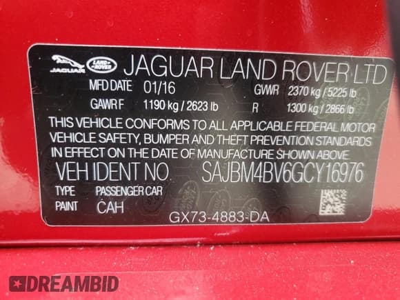 ✅ 2016 Jaguar XF S • VIN: SAJBM4BV6GCY16976 • Lot: 81841204. Wystawiony na Copart z przebiegiem 80 768 mil. Bezpłatny archiwum sprzedaży aukcyjnych z USA i szczegółowy raport historii pojazdu na DreamBid. Zdjęcie 13.