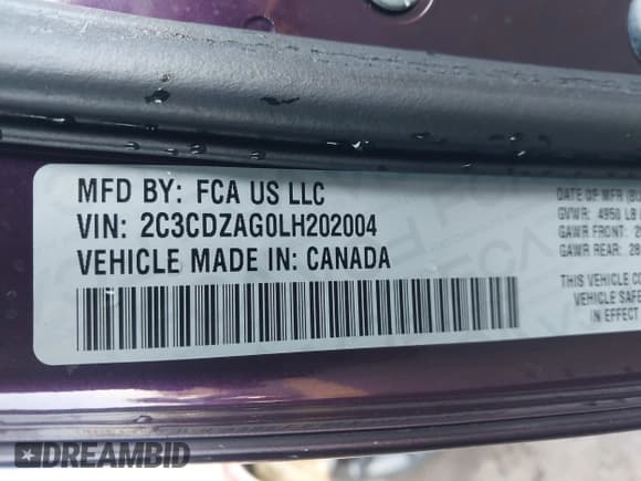 ✅ 2020 Dodge Challenger SXT • VIN: 2C3CDZAG0LH202004 • Лот: 43646147. Опубликован ранее на IAAI с пробегом 56 996 миль. Бесплатный доступ к архиву аукционных продаж из США и подробный отчёт об истории автомобиля на DreamBid. Изображение 9.
