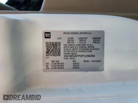 ✅ 2023 Chevrolet Express Cargo • VIN: 1GCWGAFP2P1256094 • Lot: 87431305. Listed on Copart with 55,880 mi. Free auction sales archive from the USA and detailed vehicle history report at DreamBid. Image 14.