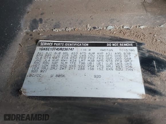 ✅ 2005 GMC Yukon SLE • VIN: 1GKEC13T45R236747 • Lot: 42443474. Listed on IAAI with Not provided. Free auction sales archive from the USA and detailed vehicle history report at DreamBid. Image 9.