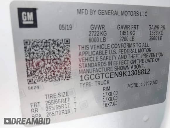 2019 Chevrolet Colorado 4WD LT с VIN 1GCGTCEN9K1308812, выставлен на аукционе IAAI как лот 43489243 с пробегом 84 446 миль миль и . История ставок и продаж доступна на DreamBid. Изображение 9.