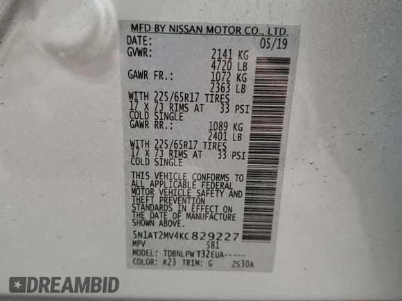 ✅ 2019 Nissan Rogue S • VIN: 5N1AT2MV4KC829227 • Lot: 92411805. Wystawiony na Copart z przebiegiem 70 351 mil. Bezpłatny archiwum sprzedaży aukcyjnych z USA i szczegółowy raport historii pojazdu na DreamBid. Zdjęcie 14.