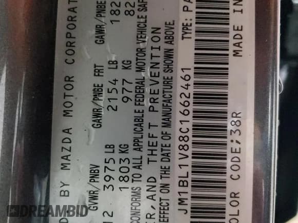 ✅ 2012 Mazda 3 i Touring • VIN: JM1BL1V88C1662461 • Lot: 93057925. Listed on Copart with 92,909 mi. Free auction sales archive from the USA and detailed vehicle history report at DreamBid. Image 12.