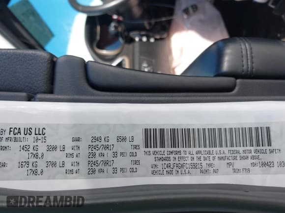 ✅ 2015 Jeep Grand Cherokee Laredo • VIN: 1C4RJFAGXFC159215 • Лот: 43474470. Опубликован ранее на IAAI с пробегом 118 568 миль. Бесплатный доступ к архиву аукционных продаж из США и подробный отчёт об истории автомобиля на DreamBid. Изображение 9.