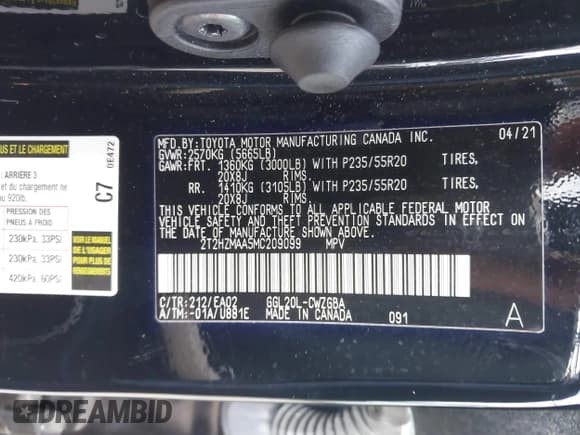 ✅ 2021 Lexus RX 350 • VIN: 2T2HZMAA5MC209099 • Lot: 41175491. Listed on IAAI with 34,837 mi. Free auction sales archive from the USA and detailed vehicle history report at DreamBid. Image 9.