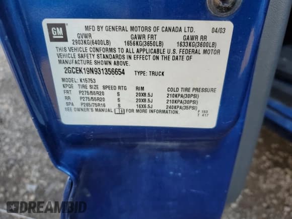 ✅ 2003 Chevrolet Silverado SS • VIN: 2GCEK19N931356654 • Лот: 72966944. Опубликован ранее на Copart с пробегом 292 812 миль. Бесплатный доступ к архиву аукционных продаж из США и подробный отчёт об истории автомобиля на DreamBid. Изображение 12.