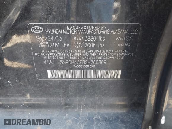 ✅ 2016 Hyundai Elantra SE • VIN: 5NPDH4AE8GH766809 • Lot: 43117454. Listed on IAAI with 130,552 mi. Free auction sales archive from the USA and detailed vehicle history report at DreamBid. Image 9.