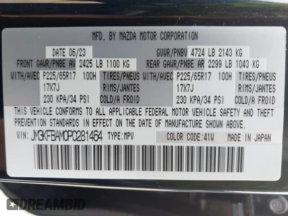 ✅ 2023 Mazda CX-5 S • VIN: JM3KFBAM0P0281464 • Lot: 42318393. Wystawiony na IAAI z przebiegiem 23 914 mil. Bezpłatny archiwum sprzedaży aukcyjnych z USA i szczegółowy raport historii pojazdu na DreamBid. Zdjęcie 9.