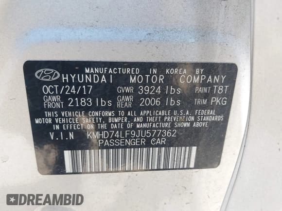 ✅ 2018 Hyundai Elantra SE • VIN: KMHD74LF9JU577362 • Лот: 43027160. Опубликован ранее на IAAI с пробегом 54 365 миль. Бесплатный доступ к архиву аукционных продаж из США и подробный отчёт об истории автомобиля на DreamBid. Изображение 9.