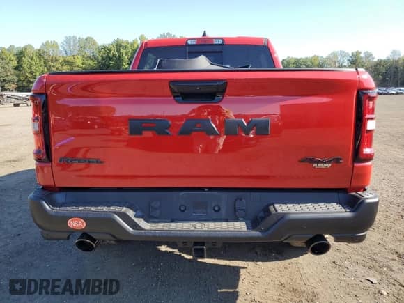 2025 Ram 1500 Rebel z VIN 1C6SRFLP4SN697440, wystawiony jako Copart lot #72078505 z przebiegiem 2 804 mil mil oraz Szkoda całkowita • Salvage title. Historia ofert i sprzedaży dostępna na DreamBid. Obrazek 6.