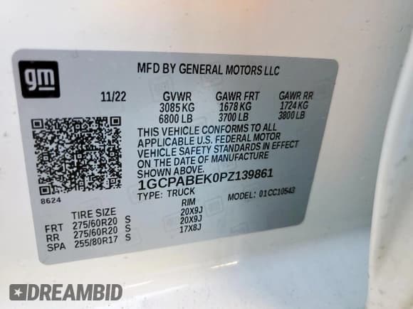 ✅ 2023 Chevrolet Silverado 1500 Custom • VIN: 1GCPABEK0PZ139861 • Lot: 71913635. Wystawiony na Copart z przebiegiem 43 641 mil. Bezpłatny archiwum sprzedaży aukcyjnych z USA i szczegółowy raport historii pojazdu na DreamBid. Zdjęcie 12.