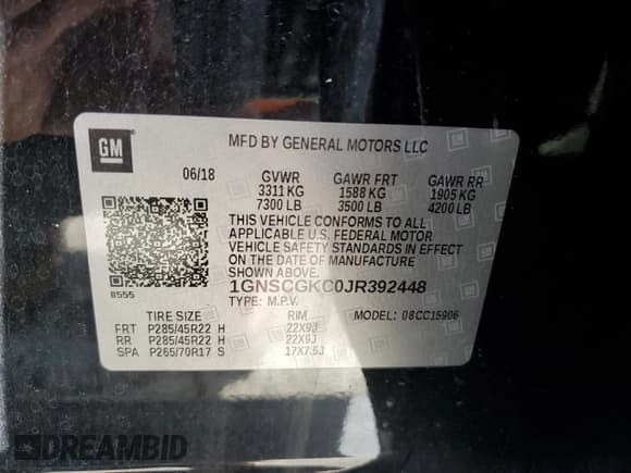 ✅ 2018 Chevrolet Suburban LS • VIN: 1GNSCGKC0JR392448 • Lot: 81735435. Listed on Copart with 139,751 mi. Free auction sales archive from the USA and detailed vehicle history report at DreamBid. Image 13.