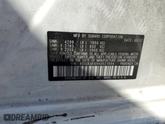 ✅ 2017 Subaru Impreza Special Sports • VIN: 4S3GKAK6XH3621899 • Lot: 69624395. Wystawiony na Copart z przebiegiem 89 990 mil. Bezpłatny archiwum sprzedaży aukcyjnych z USA i szczegółowy raport historii pojazdu na DreamBid. Zdjęcie 12.