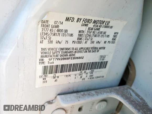 ✅ 2015 Ford F-250 Lariat • VIN: 1FT7W2B68FEB06802 • Lot: 81435075. Wystawiony na Copart z przebiegiem 201 614 mil. Bezpłatny archiwum sprzedaży aukcyjnych z USA i szczegółowy raport historii pojazdu na DreamBid. Zdjęcie 12.
