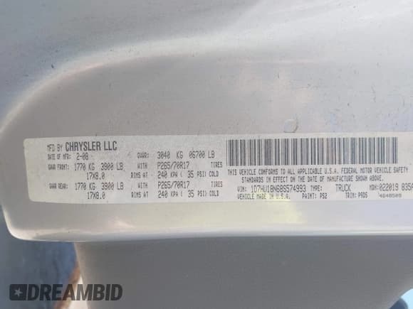 ✅ 2008 Dodge 1500 ST • VIN: 1D7HU18N68S574993 • Лот: 41684360. Опубликован ранее на IAAI с пробегом 135 091 миль. Бесплатный доступ к архиву аукционных продаж из США и подробный отчёт об истории автомобиля на DreamBid. Изображение 9.