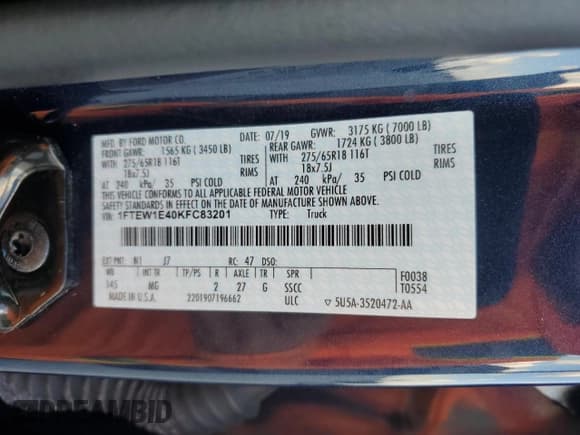 ✅ 2019 Ford F-150 Lariat • VIN: 1FTEW1E40KFC83201 • Lot: 87387235. Listed on Copart with 22,682 mi. Free auction sales archive from the USA and detailed vehicle history report at DreamBid. Image 12.