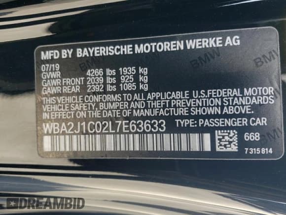 ✅ 2020 BMW 2 Series 230i • VIN: WBA2J1C02L7E63633 • Lot: 49740425. Listed on Copart with 44,496 mi. Free auction sales archive from the USA and detailed vehicle history report at DreamBid. Image 12.