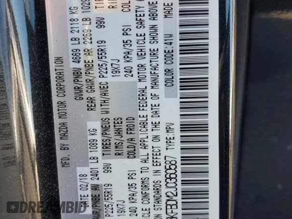 ✅ 2018 Mazda CX-5 Grand Touring • VIN: JM3KFBDM2J0360587 • Lot: 90404345. Listed on Copart with 86,290 mi. Free auction sales archive from the USA and detailed vehicle history report at DreamBid. Image 14.