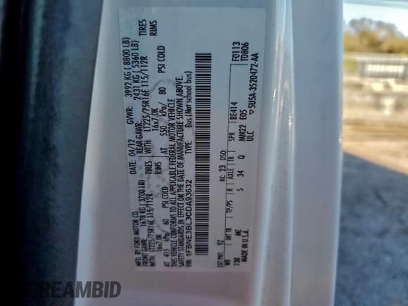 ✅ 2012 Ford Econoline Passenger XLT • VIN: 1FBNE3BL3CDA93632 • Lot: 91743565. Wystawiony na Copart z przebiegiem 37 010 mil. Bezpłatny archiwum sprzedaży aukcyjnych z USA i szczegółowy raport historii pojazdu na DreamBid. Zdjęcie 13.