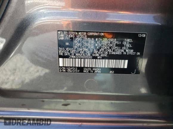 ✅ 2009 Toyota RAV4 Sport • VIN: JTMBK32V09D005265 • Лот: 69867874. Опубликован ранее на Copart с пробегом 225 094 миль. Бесплатный доступ к архиву аукционных продаж из США и подробный отчёт об истории автомобиля на DreamBid. Изображение 13.