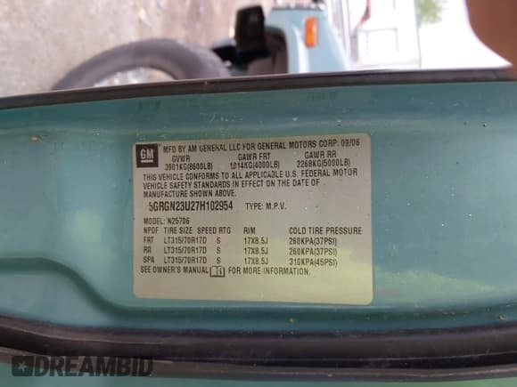 ✅ 2007 Hummer H2 SUV • VIN: 5GRGN23U27H102954 • Lot: 43015167. Wystawiony na IAAI z przebiegiem 216 345 mil. Bezpłatny archiwum sprzedaży aukcyjnych z USA i szczegółowy raport historii pojazdu na DreamBid. Zdjęcie 9.