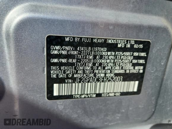 ✅ 2015 Subaru Crosstrek Premium • VIN: JF2GPADC3FH252003 • Lot: 92636375. Listed on Copart with 83,899 mi. Free auction sales archive from the USA and detailed vehicle history report at DreamBid. Image 13.