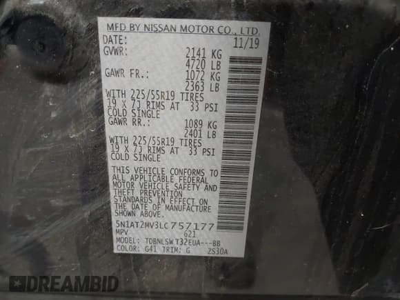 ✅ 2020 Nissan Rogue SL • VIN: 5N1AT2MV3LC757177 • Lot: 42538767. Listed on IAAI with 85,557 mi. Free auction sales archive from the USA and detailed vehicle history report at DreamBid. Image 9.