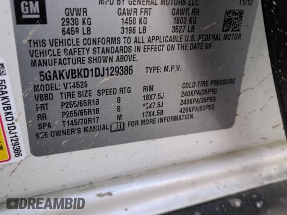 ✅ 2013 Buick Enclave Convenience • VIN: 5GAKVBKD1DJ129386 • Lot: 82415844. Wystawiony na Copart z przebiegiem 33 538 mil. Bezpłatny archiwum sprzedaży aukcyjnych z USA i szczegółowy raport historii pojazdu na DreamBid. Zdjęcie 13.