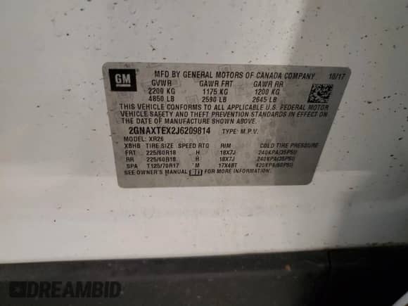 2018 Chevrolet Equinox LT with VIN 2GNAXTEX2J6209814, listed as a Copart auction lot 82702085 with 112,374 mi miles and Salvage title. Bid and sale history available at DreamBid. Image 13.