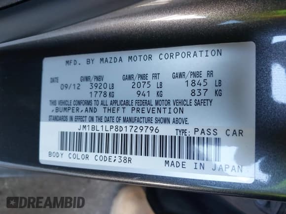 ✅ 2013 Mazda 3 i Touring • VIN: JM1BL1LP8D1729796 • Lot: 42943019. Wystawiony na IAAI z przebiegiem 186 333 mil. Bezpłatny archiwum sprzedaży aukcyjnych z USA i szczegółowy raport historii pojazdu na DreamBid. Zdjęcie 9.
