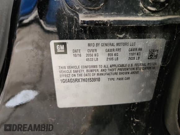 ✅ 2017 Cadillac ATS AWD • VIN: 1G6AG5RX7H0153910 • Lot: 70736495. Wystawiony na Copart z przebiegiem 101 956 mil. Bezpłatny archiwum sprzedaży aukcyjnych z USA i szczegółowy raport historii pojazdu na DreamBid. Zdjęcie 12.