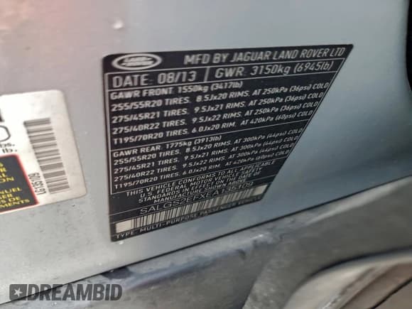 ✅ 2014 Land Rover Range Rover Supercharged • VIN: SALGS2EFXEA135109 • Lot: 94980355. Wystawiony na Copart z przebiegiem 110 686 mil. Bezpłatny archiwum sprzedaży aukcyjnych z USA i szczegółowy raport historii pojazdu na DreamBid. Zdjęcie 13.