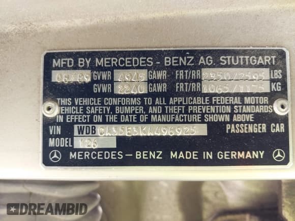 ✅ 1989 Mercedes-Benz 420 SEL • VIN: WDBCA35E3KA496925 • Lot: 42632438. Listed on IAAI with 203,421 mi. Free auction sales archive from the USA and detailed vehicle history report at DreamBid. Image 9.