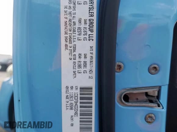 ✅ 2013 Dodge Dart SXT • VIN: 1C3CDFBH4DD224821 • Lot: 71262045. Listed on Copart with 82,398 mi. Free auction sales archive from the USA and detailed vehicle history report at DreamBid. Image 12.