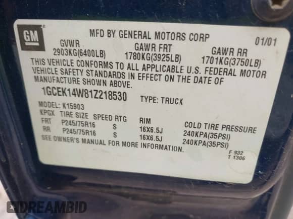 2001 Chevrolet Silverado 1500 с VIN 1GCEK14W81Z218530, выставлен на аукционе IAAI как лот 42274482 с пробегом 173 402 миль миль и . История ставок и продаж доступна на DreamBid. Изображение 9.