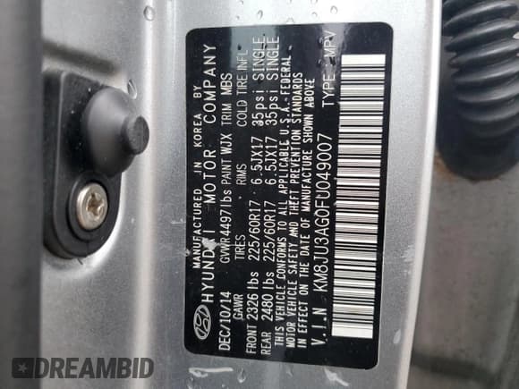 ✅ 2015 Hyundai Tucson SE • VIN: KM8JU3AG0FU049007 • Lot: 92200115. Listed on Copart with 142,091 mi. Free auction sales archive from the USA and detailed vehicle history report at DreamBid. Image 13.