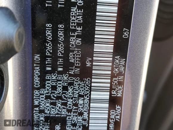 ✅ 2022 Lexus GX 460 Premium • VIN: JTJAM7BX8N5309265 • Лот: 90051205. Опубликован ранее на Copart с пробегом 46 554 миль. Бесплатный доступ к архиву аукционных продаж из США и подробный отчёт об истории автомобиля на DreamBid. Изображение 13.