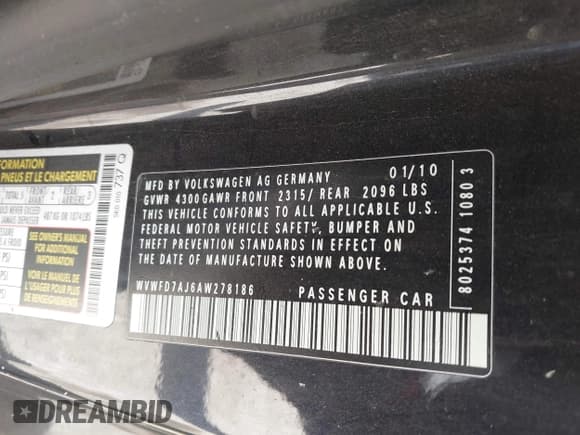 ✅ 2010 Volkswagen Golf GTI • VIN: WVWFD7AJ6AW278186 • Лот: 42227592. Опубликован ранее на IAAI с пробегом 111 745 миль. Бесплатный доступ к архиву аукционных продаж из США и подробный отчёт об истории автомобиля на DreamBid. Изображение 9.