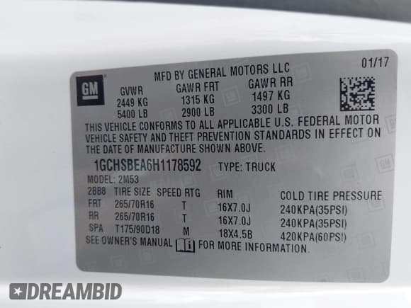 ✅ 2017 Chevrolet Colorado 2WD WT • VIN: 1GCHSBEA6H1178592 • Лот: 43236065. Опубликован ранее на IAAI с пробегом 151 562 миль. Бесплатный доступ к архиву аукционных продаж из США и подробный отчёт об истории автомобиля на DreamBid. Изображение 9.