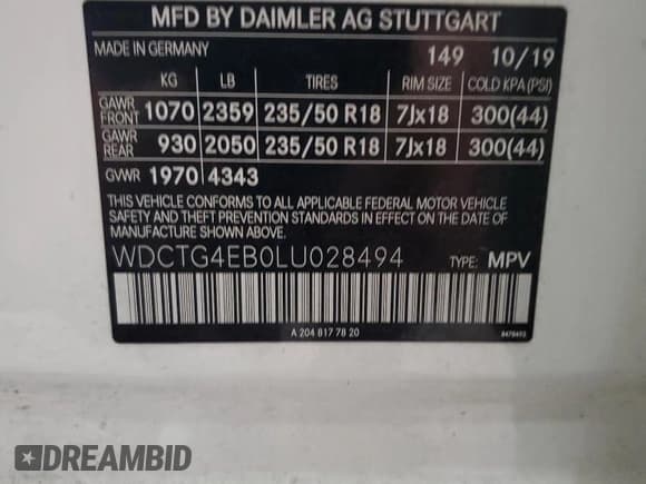 ✅ 2020 Mercedes-Benz GLA 250 • VIN: WDCTG4EB0LU028494 • Lot: 85270215. Wystawiony na Copart z przebiegiem 58 628 mil. Bezpłatny archiwum sprzedaży aukcyjnych z USA i szczegółowy raport historii pojazdu na DreamBid. Zdjęcie 14.