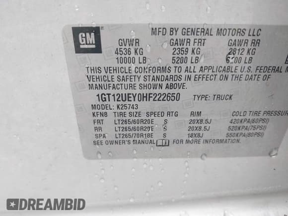 ✅ 2017 GMC Sierra 2500HD Denali • VIN: 1GT12UEY0HF222650 • Лот: 42445831. Опубликован ранее на IAAI с пробегом Не указан. Бесплатный доступ к архиву аукционных продаж из США и подробный отчёт об истории автомобиля на DreamBid. Изображение 9.